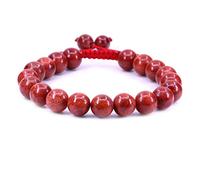CHENYUE Natural Red Coral Gemstone 10mm Round Beads Adjustable Braided Macrame Tassels Chakra Reiki Bracelets 7 Inch