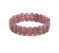 CHENYUE Natural Red Strawberry Quartz Gemstone 14mm Faceted Oval Beads Stretch Bracelet 7.5 Inch Unisex