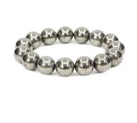 CHENYUE Natural Yellow Pyrite Gemstone 14mm Round Beads Jasper Stretch Bracelet 7 Inch Unisex