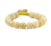 CHENYUE Natural Yellow Quartzite Gemstone 10mm Round Beads Adjustable Braided Macrame Tassels Chakra Reiki Bracelets 7 Inch