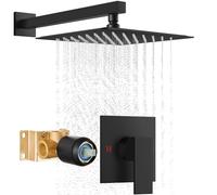ChenYuNiu 10 Inch Wall Mounted Rain Shower Head Set Black Matte Bathroom Faucet with Unique Single Handle Valve Stylish and Functional Shower Kit for Modern Bathrooms