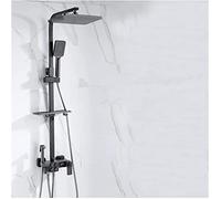 ChenYuNiu Adjustable Gray Shower System with Temperature Display Rainfall Shower Head & Handheld Sprayer Exposed Installation Ideal for Bathroom Upgrade