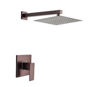 ChenYuNiu Complete Brown Shower System with Recessed Valve Modern Rainfall Showerhead Adjustable Water Pressure Easy Installation Luxurious Bathroom Upgrade