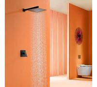 ChenYuNiu Complete Matte Black Shower System with Recessed Valve Luxury Rainfall Showerhead Adjustable Handheld Sprayer Easy Installation Modern Bathroom Upgrade