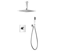ChenYuNiu Luxury 10 In 1 Shower Kit Dual Function Rainfall & Handheld Showerhead Combo Square Stainless Steel Modern Black Finish Bathroom Essential for Spa Experience