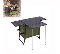 ChenYuNiu Portable Camping Table with 25L/60L Storage, Foldable Camp Kitchen Box for 2-4 People, Ideal for BBQ Picnic Beach, Outdoor Cooking Essential