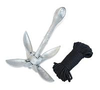 ChenYuNiu Portable Kayak Anchor Kit - 2.5KG Folding Grapnel Anchor with 16.4ft Marine Rope for Small Boats Yachts & Dinghies - Lightweight Durable Easy to Use Silver