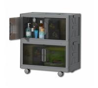 ChenYuNiu Stackable Storage Boxes, Storage Box with Lid Plastic, 1/2/3 Tier Plastic Storage Bins with Magnetic Doors & Wheels, for Bedroom Living Room Entryway Kitchen(70x44x79 cm 2 layers)