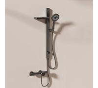 ChenYuNiu Wall Mounted Waterfall Bath Shower Mixer Tap with Rigid Riser Rail Kit Stylish Grey Bath Tap for Modern Bathrooms Easy Installation Durable Design