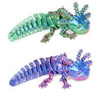 CHENYUOUYANG 2 Pcs 3d Printed Axolotl, 3d Printed Fidget Toys Animals, Cute Articulated 3d Animals, Decor for Stress Relief Axolotl toy, for Birthday Collectible Display Gifts