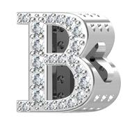 ChenYuTe 925 Sterling Silver Letter Charm A~Z 5A Zircon Letters Charms Bead Alphabet Charm Compatible with European Bracelets and Necklaces, Sterling Silver, Cubic Zirconia