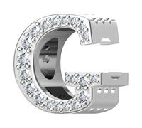 ChenYuTe 925 Sterling Silver Letter Charm A~Z 5A Zircon Letters Charms Bead Alphabet Charm Compatible with European Bracelets and Necklaces, Sterling Silver, Cubic Zirconia