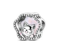 ChenYuTe Sterling Silver 925 Ladybug Charms, Chameleon Charms for European Bracelets and Necklaces, Sterling Silver, Cubic Zirconia
