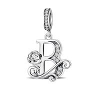ChenYuTe Suitable for Pandora bracelet letter charm, romantic rose charm, jewellery gift for yourself, mum, daughter, girlfriends