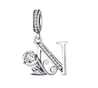 ChenYuTe Suitable for Pandora bracelet letter charm, romantic rose charm, jewellery gift for yourself, mum, daughter, girlfriends