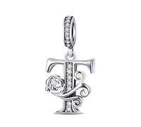 ChenYuTe Suitable for Pandora bracelet letter charm, romantic rose charm, jewellery gift for yourself, mum, daughter, girlfriends