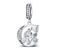 ChenYuTe Suitable for Pandora bracelet letter charm, romantic rose charm, jewellery gift for yourself, mum, daughter, girlfriends