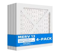 Chenzhit (4 Pack) 12x12x1 Furnace Air Filters, MPR 1900 & FPR 10, MERV 13 Pleated Air Filter (Actual Size: 11.69" x 11.69" x 0.75")