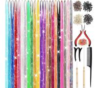 CHENZI 7700 Bright Hair Extensions Kit in 22 Colours, 122 cm (48 Inches) Ideal for Christmas, New Year, Halloween and Cosplay. Heat Resistant Accessories for Girls, Youth and M