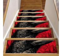CHENZZZZ 15 Crow (4) Stair Treads Carpet Non-Slip Safety Runner Rug for Wooden Steps Indoor Resistant Mat for Kids Dogs