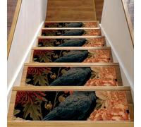 CHENZZZZ 15 Pack Crow Vintage Florals Carpet Stair Treads for Wooden Steps Indoor, Slip Resistant Stair Rug Staircase Step Treads Pads for Pet, Kids and Elderly