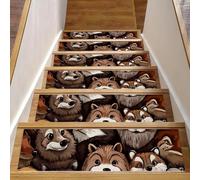 CHENZZZZ 15 Pack Really cute cartoon Wild Animals (3) Carpet Stair Treads for Wooden Steps Indoor, Slip Resistant Stair Rug Staircase Step Treads Pads for Pet, Kids and Elderly