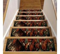 CHENZZZZ 15 Pack Stair Treads for Wooden Steps, Indoor Non-Slip Staircase Step Treads Carpet Mat, Famous Fox Hunt (1) Stair Mats for Pets Dogs Elders 8x30In
