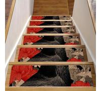 CHENZZZZ 15Pcs Stair Treads for Wooden Steps Indoor with Self Adhesive, 8"x30" Non Slip Crow (1) Stair Treads Stair Carpet Runner