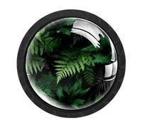 CHENZZZZ 4 Pack Black Ferns Background (3) Cabinet Pulls with Screws, Kitchen Cabinet Knobs Hardware