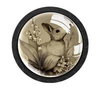 CHENZZZZ 4 Pack Bunny with Lilies of the Valley Butterfl Drawer Knobs Cabinet Knobs Crystal Glass Knobs Pulls Handles for Kitchen Cabinet Hardware Cupboard Door Dresser Wardrobe Home Decor