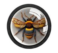 CHENZZZZ 4 Pack Cabinet Handles Black Embroidered Bee (1) Cabinet Knobs Draw