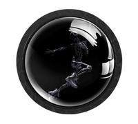 CHENZZZZ 4 Pack Drawer Knobs, Black Handle Dresser Drawer Pulls, Round Decoration Cabinet Hardware Pulls with Screws for Kitchen Cupboard Wardrobe, Dancing Skeleton Black (2)