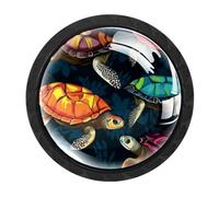 CHENZZZZ 4 Pack Sea Turtle Drawer Knobs Cabinet Knobs Crystal Glass Knobs Pulls Handles for Kitchen Cabinet Hardware Cupboard Door Dresser Wardrobe Home Decor