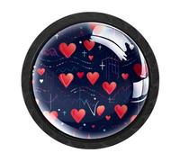 CHENZZZZ 4 pcs Valentine's Day Love Heartbeat Drawer Knob Pull Handle Crystal Glass Cabinet Drawer Pulls with Screws for Home Office Cabinet Cupboard