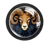CHENZZZZ 4 Pieces Aries Cabinet Knobs Drawer Dresser Pulls Handles for Home Kitchen Office Bathroom Door Kids Room