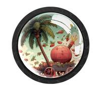 CHENZZZZ 4 Pieces Date Palms & Iftar Cannons Drawer Knobs, 35mm Black Cabinet Knobs, Drawer Pulls and Knobs, Dresser Drawer Knobs, Cabinet Hardware Kitchen Cabinet Knobs