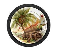 CHENZZZZ 4 Pieces Date Palms & Iftar Cannons Drawer Knobs, 35mm Black Cabinet Knobs, Drawer Pulls and Knobs, Dresser Drawer Knobs, Cabinet Hardware Kitchen Cabinet Knobs