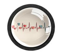 CHENZZZZ 4 Pieces Dresser Knobs Electrocardiogram Heart Beat with Cute H (1) Drawer knobs Cabinet Knobs Pull Handles for Home Kitchen Office