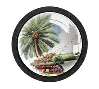 CHENZZZZ 4 Pieces Kitchen Cabinet Drawer Dresser Door Knobs Pulls Handles, Date Palms & Iftar Cannons