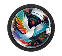 CHENZZZZ 4 Pieces Peace Dove Drawer Knobs, 35mm Black Kitchen Cabinet Knobs, Drawer Pulls and Knobs, Glass Cabinet Hardware Single Hole Knob for Cabinets and Drawers Round