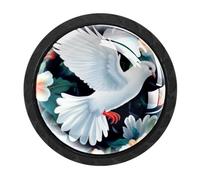 CHENZZZZ 4 Pieces Peace Dove Drawer Knobs, 35mm Black Kitchen Cabinet Knobs, Drawer Pulls and Knobs, Glass Cabinet Hardware Single Hole Knob for Cabinets and Drawers Round