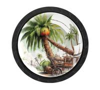 CHENZZZZ 4 Pieces Round Cabinet Knobs Date Palms & Iftar Cannons Dresser Knobs Pulls Handles with Screws for Drawer Pulls Handles Knobs Door Knobs