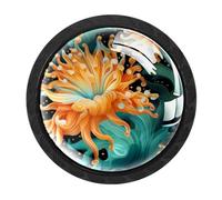 CHENZZZZ 4PCS Sea Slug Drawer Knobs Round Glass Pulls Cabinet Handles Furniture Decorative for Home Office as Gifts for Valentines/Birthday/Anniversary