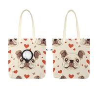 CHENZZZZ Cute Cartoon Bulldog Face (1) Pet Canvas Shoulder Bag Cute Cat Carrier Handbag Portable Carrying Dog Tote Bag for Small Animal Supplies Outdoor Travel