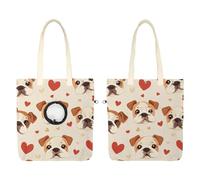 CHENZZZZ Cute Cartoon Bulldog Face (3) Pet Canvas Shoulder Bag Cute Cat Carrier Handbag Portable Carrying Dog Tote Bag for Small Animal Supplies Outdoor Travel