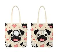 CHENZZZZ Cute Cartoon Bulldog Face Pet Shoulder Carrying Bag, Canvas Shoulder Bag Dog Carrier, Portable Cat Small Tote Chest Bag