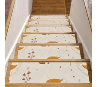 CHENZZZZ cute cartoon goose and flowers (2) Steps Stair Treads Carpet 15 Pack Repeating Rugs Non-Slip Safety Stair Runner Rug for Indoor Resistant Mat for Kids Dogs