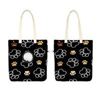 CHENZZZZ Dog Footprints Pet Canvas Shoulder Bag Cute Cat Carrier Handbag Portable Carrying Dog Tote Bag for Small Animal Supplies Outdoor Travel