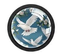 CHENZZZZ Peace Dove Cabinet Knobs 4 Pieces Drawer Kitchen Cabinets Dresser Cupboard Wardrobe Unique Pulls Handles