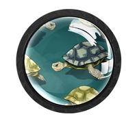 CHENZZZZ Sea Turtle Drawer Knobs 4 Pack Crystal Dresser Knobs 35mm Glass Cabinet Knobs for Home Office Bathroom
